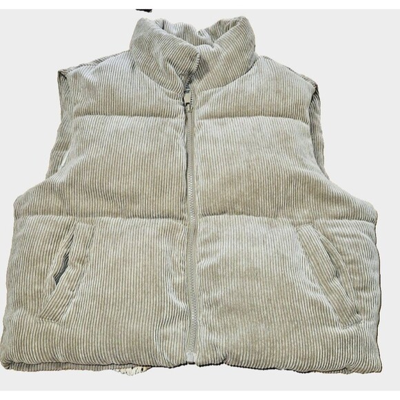 Ci Sono Jackets & Blazers - CI SONO Sz large Corduroy Sherpa faux fur lined Crop Puffer Vest Ribbed